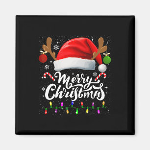 Frohe Weihnachts Rote Weihnachtsmannmütze Reindeer Magnet