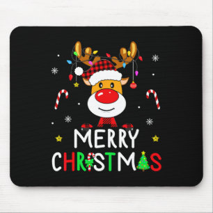 Frohe Weihnachts Rote Weihnachtsmannmütze Reindeer Mousepad