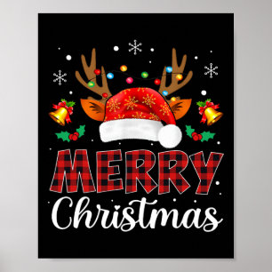 Frohe Weihnachts Rote Weihnachtsmannmütze Reindeer Poster