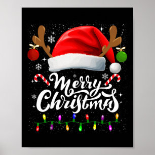 Frohe Weihnachts Rote Weihnachtsmannmütze Reindeer Poster