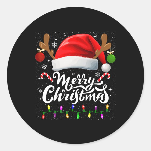 Frohe Weihnachts Rote Weihnachtsmannmütze Reindeer Runder Aufkleber (Vorderseite)