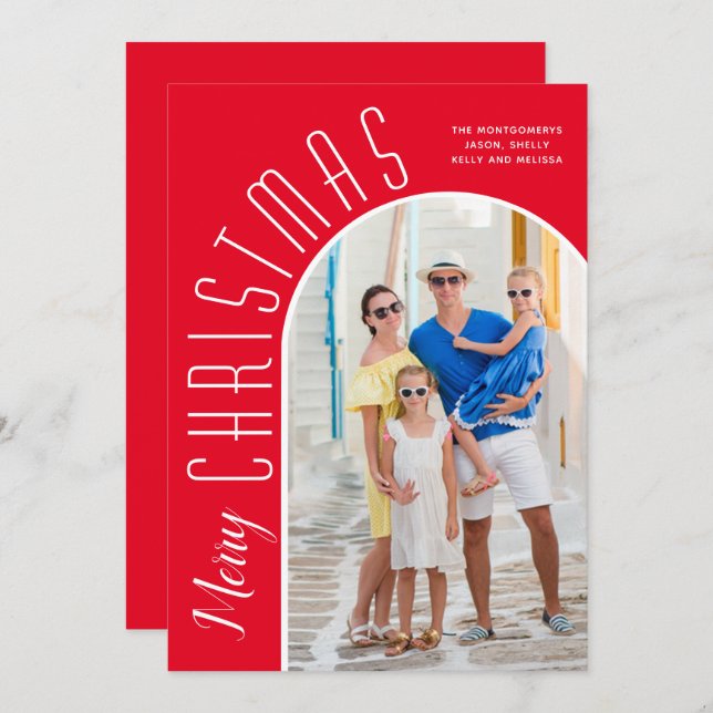 Frohe Weihnachts-Rotes Foto Feiertagskarte (Vorne/Hinten)