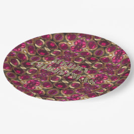 Frohe Weihnachts Ruby Gold Gemstone Muster Chic Pappteller