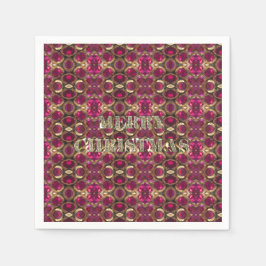 Frohe Weihnachts Ruby Gold Gemstone Muster Chic Serviette