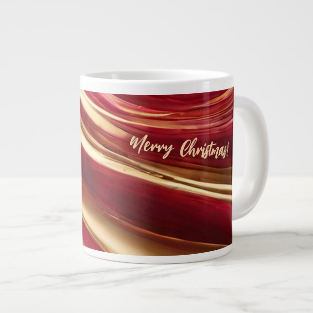 Frohe Weihnachts-Ruby Rot und Gold- Jumbo-Tasse (Vorderseite Rechts)