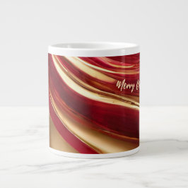 Frohe Weihnachts-Ruby Rot und Gold- Jumbo-Tasse