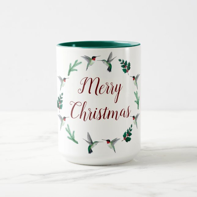 Frohe Weihnachts-Ruby-throated Hummingbirds-Tasse Tasse (Zentrum)
