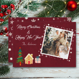 Frohe Weihnachts Ruby Wine Family Foto Feiertagskarte