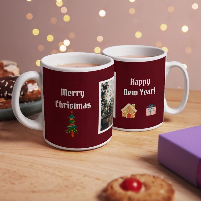 Frohe Weihnachts Ruby Wine Family Foto Kaffeetasse (Von Creator hochgeladen)