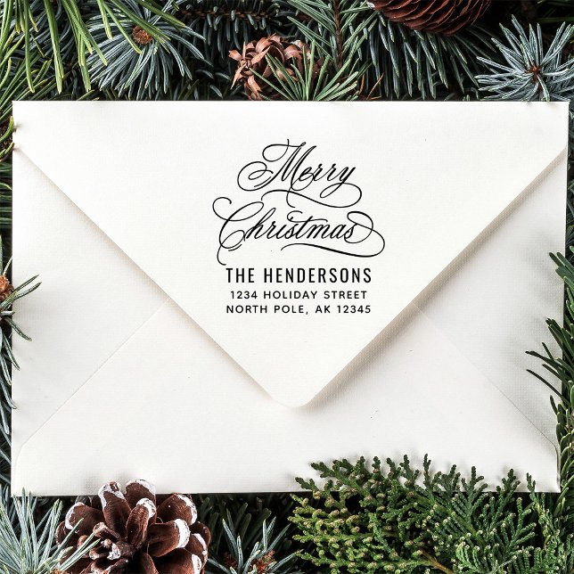 Frohe Weihnachts-Rücksendeadresse Gummistempel (Von Creator hochgeladen)