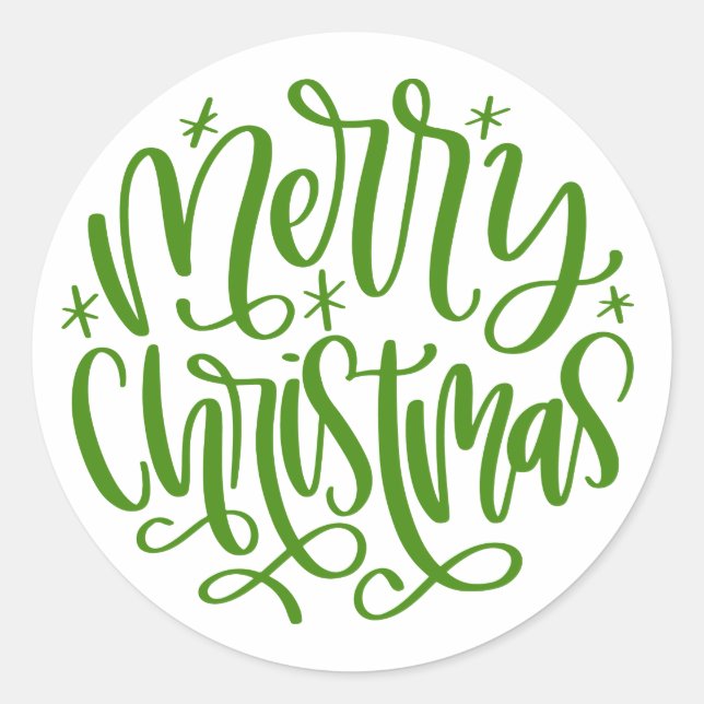 Frohe Weihnachts-Runde Grün-Script-Stickers Runder Aufkleber (Vorderseite)