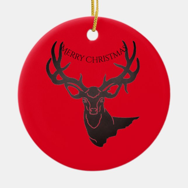 Frohe Weihnachts-Runde Ornament-Deer Keramik Ornam Ornament (Vorne)