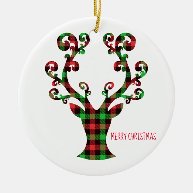 Frohe Weihnachts-Runde Ornament-Deer Keramik Ornament (Vorne)