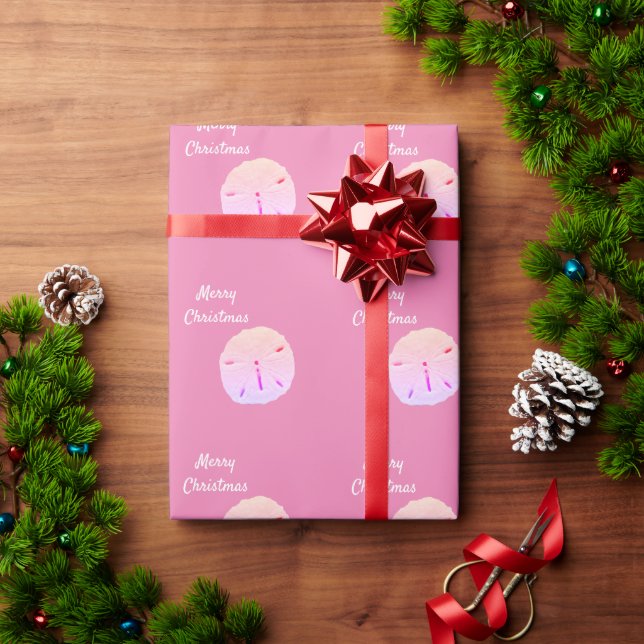 Frohe Weihnachts Sand Dollar Patterns Pink Niedlic Geschenkpapier (Feiertagsgeschenk)
