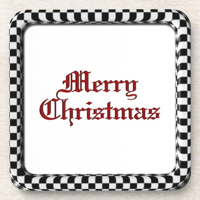 Frohe Weihnachts-Schachbrett Flag Square Untersetz Getränkeuntersetzer (Vorderseite)