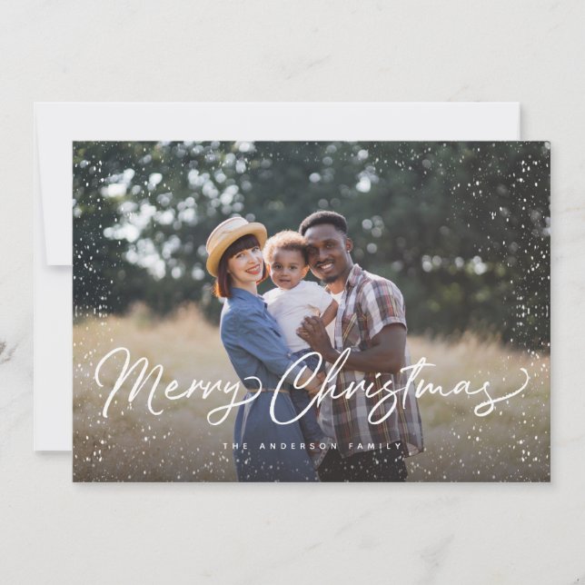 Frohe Weihnachts-Schnee-Foto Feiertagskarte (Vorderseite)