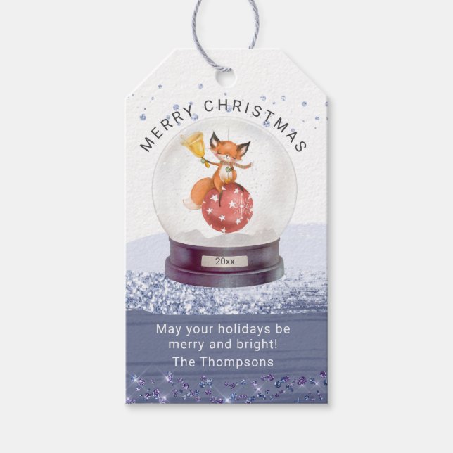 Frohe Weihnachts-Schnee Globe Wasserfarbe Niedlich Geschenkanhänger (Vorderseite)