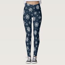 Frohe Weihnachts-Schneeflocken Muster Blau Leggings