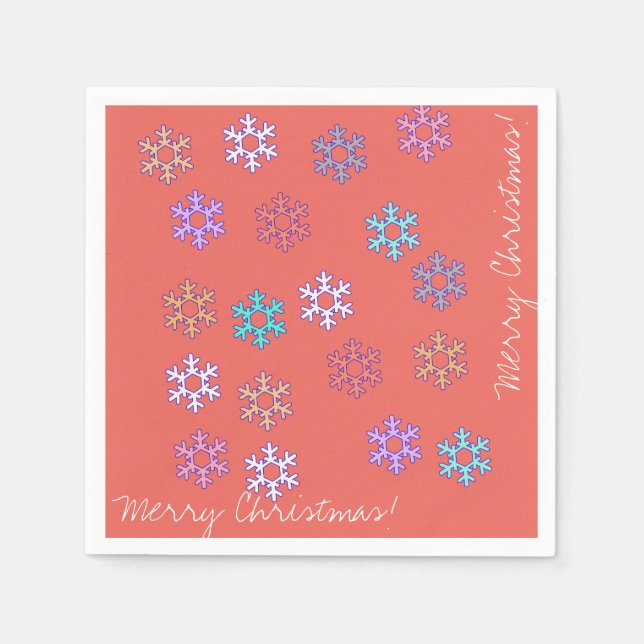 Frohe Weihnachts-Schneeflocken Papier Napkin Serviette (Vorderseite)