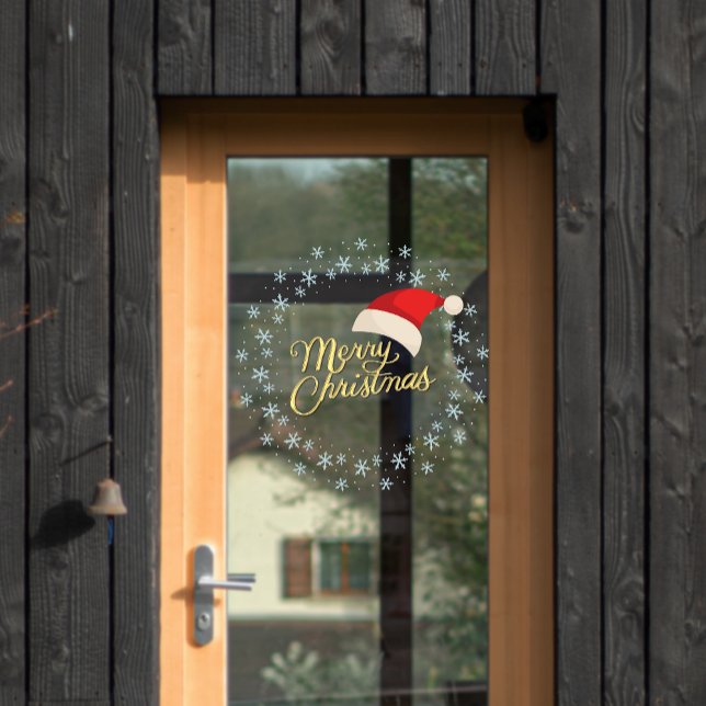 Frohe Weihnachts-Schneeflocken-Wraath-Tür Fensteraufkleber (Merry Christmas Snowflake Wreath Door Window Cling)