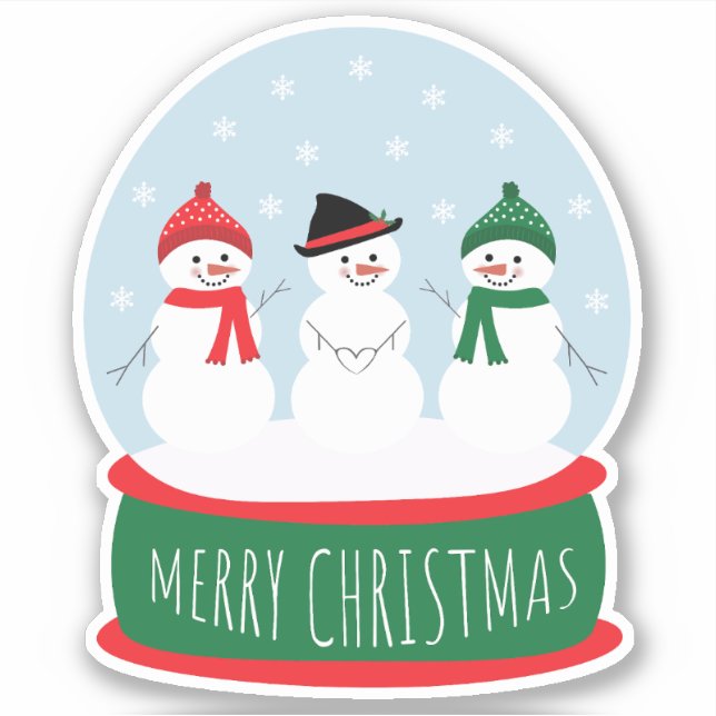 Frohe Weihnachts-Schneeglobe Snowmen Aufkleber (Vorderseite)