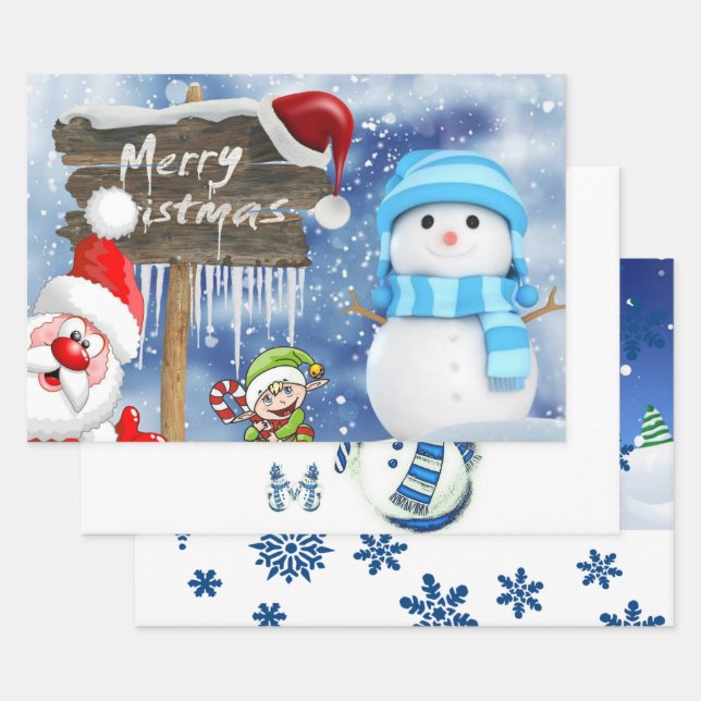 Frohe Weihnachts-Schneemann Wrapping Paper Sheets Geschenkpapier Set (Set)