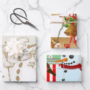 Frohe Weihnachts-Schneemann Wrapping Paper Sheets Geschenkpapier Set