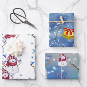 Frohe Weihnachts-Schneemann Wrapping Paper Sheets Geschenkpapier Set
