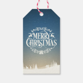 Frohe Weihnachts-Schneeszene Geschenkanhänger