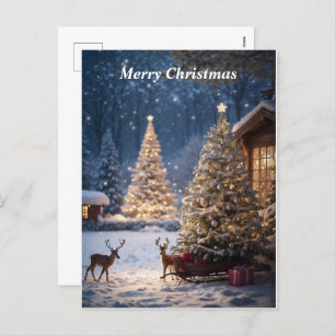 Frohe Weihnachts-Schneeszene Postkarte