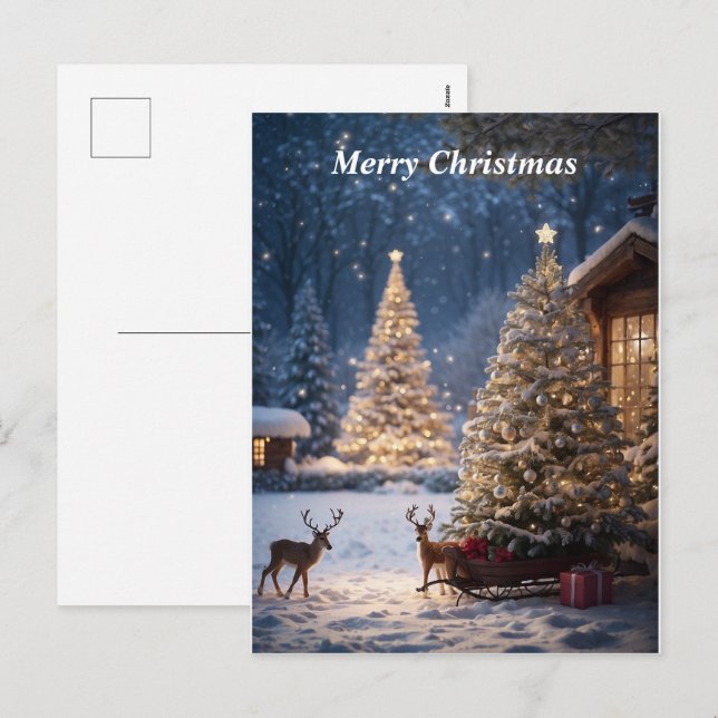 Frohe Weihnachts-Schneeszene Postkarte (Vorne/Hinten)