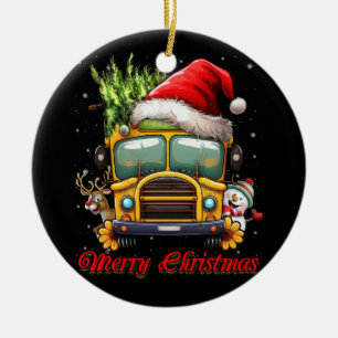 Frohe Weihnachts-Schulbusfahrer X-mas Snowman Re Keramik Ornament
