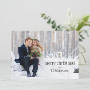 Frohe Weihnachts-Schwarz-Script-Overlay-Foto Feiertagskarte