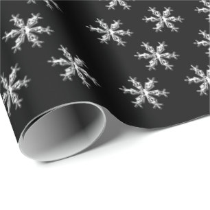 Frohe Weihnachts Schwarze Schneeflocken Wrapping P Geschenkpapier