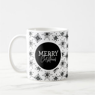 Frohe Weihnachts-Script Black Snowflakes Kaffeetasse