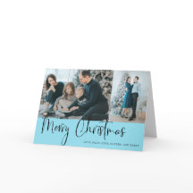 Frohe Weihnachts Script Foto Collage Holiday Blue