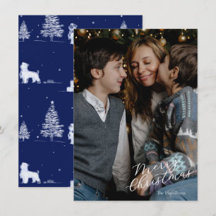 Frohe Weihnachts Script Foto Navy Toile Feiertagskarte