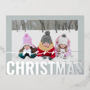 Frohe Weihnachts-Script-Foto Simple Modern Folien Feiertagspostkarte