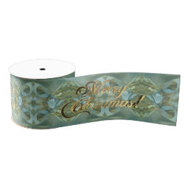 Frohe Weihnachts-Script Gold Turquoise Green Ripsband