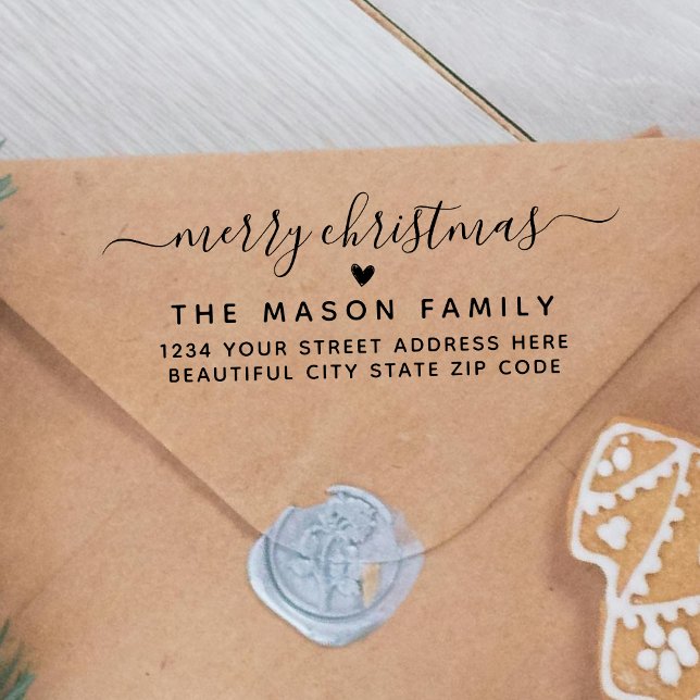 Frohe Weihnachts-Script-Herz-Rücksendeadresse Permastempel (Von Creator hochgeladen)