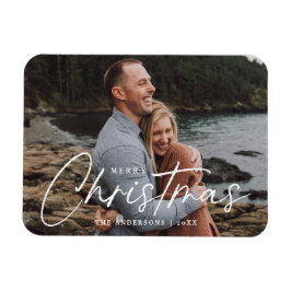 Frohe Weihnachts-Script-Holiday-Foto Magnet