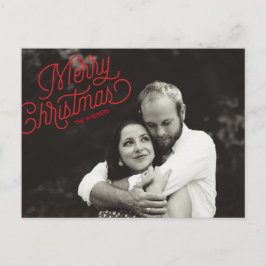 Frohe Weihnachts Script Holiday Foto Postcard Feiertagspostkarte