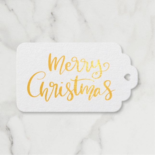Frohe Weihnachts-Script Holiday Wünsche Geschenkanhänger (Vorderseite (Horizontal))
