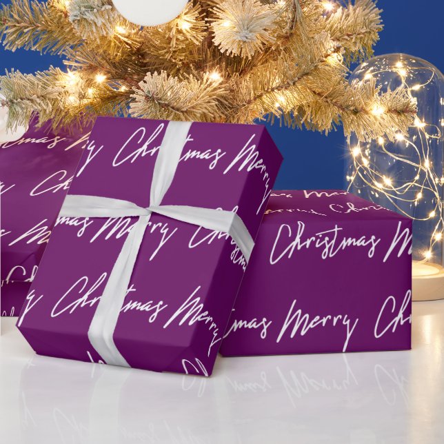 Frohe Weihnachts-Script PurpleWhite Jahreszeit Win Geschenkpapier (Feiertage)