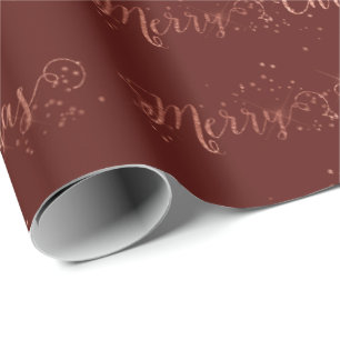 Frohe Weihnachts Script Rose Gold Burgundy Maroon Geschenkpapier