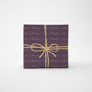 Frohe Weihnachts-Script-Rose Gold Lila Plum Geschenkpapier