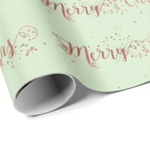 Frohe Weihnachts-Script-Rose Gold Mint Green Paste Geschenkpapier