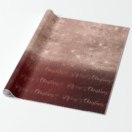 Frohe Weihnachts Script Rose Gold Ombre Burgundy Geschenkpapier