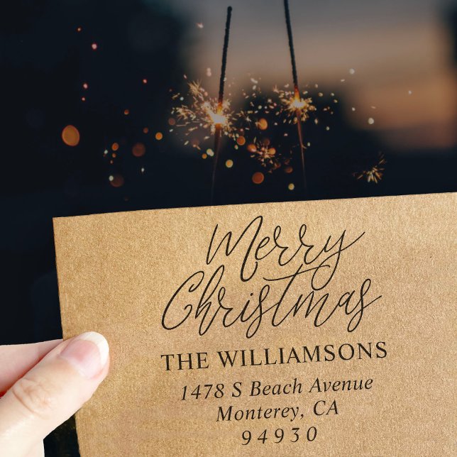 Frohe Weihnachts-Script-Schriftart-Rücksendeadress Permastempel (Von Creator hochgeladen)