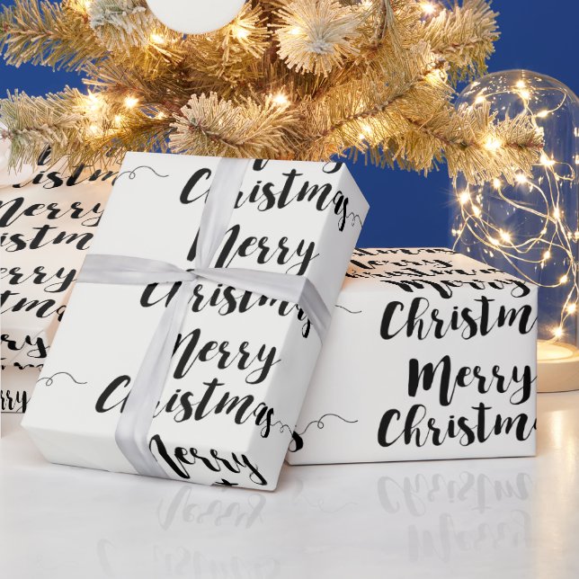 Frohe Weihnachts-Script Typografy Wrapping Paper Geschenkpapier (Feiertage)